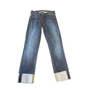 Citizens of Humanity Dani Cropped Straight Leg Jeans Cuffed Denim Blue Size 24‎